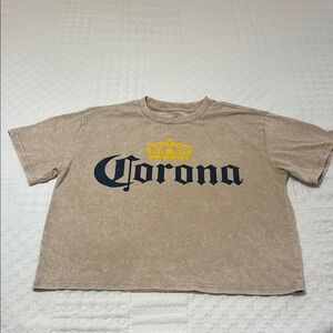 Corona Beige Tee with Navy and Yellow Logo